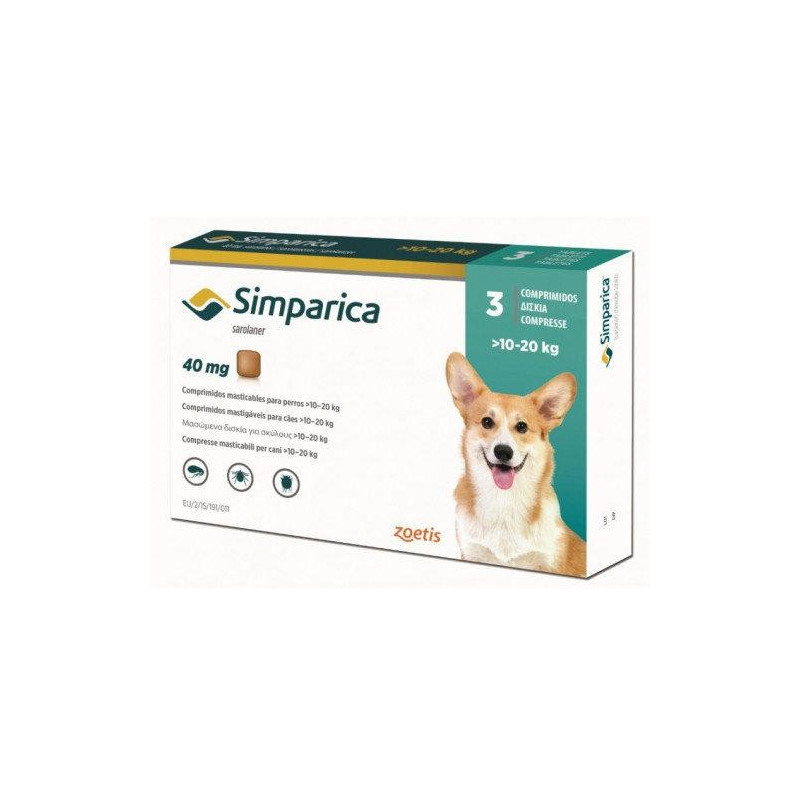 Simparica таблетка от блох и клещей для собак 10-20 кг