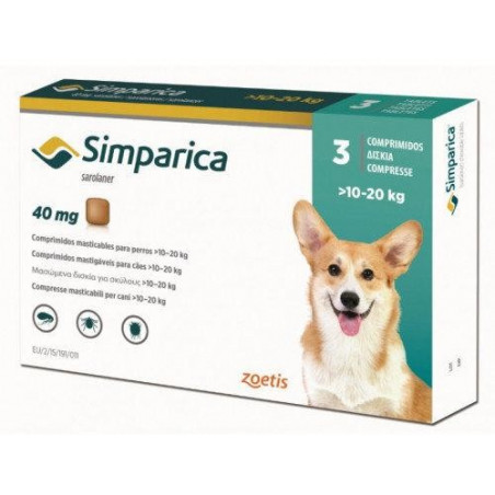 Simparica таблетка от блох и клещей для собак 10-20 кг
