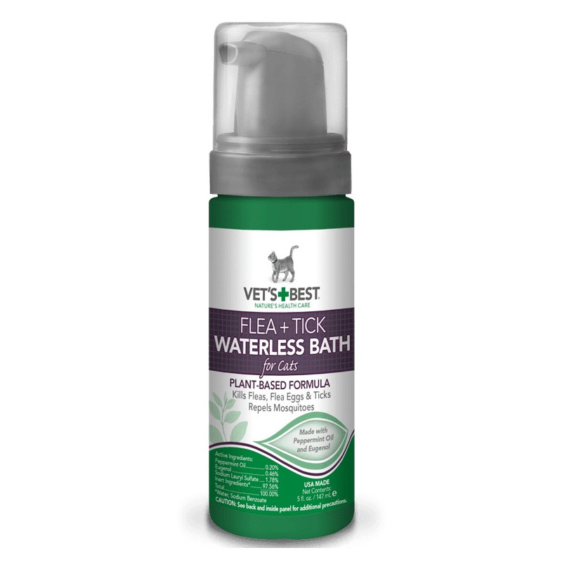 VET'S BEST  Flea And Tick Waterless Bath Foam For Cats
