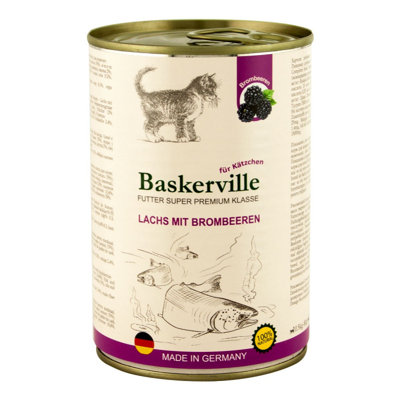 Baskerville Лосось с ежевикой для котят