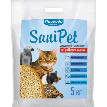 Sani Pet натуральный древесный впитывающий Природа  5 кг